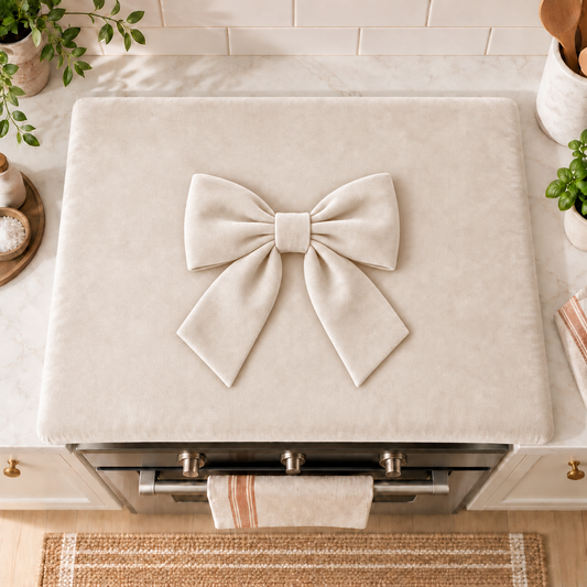 Coprifornello Cucina Tinta Unita in Velluto Bianco Latte
