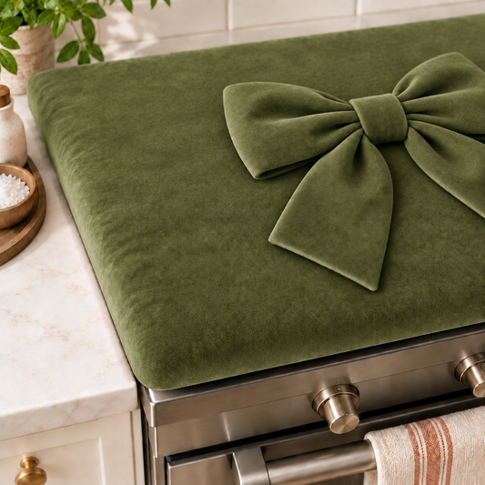 Coprifornello Cucina Tinta Unita in Velluto Verde Oliva