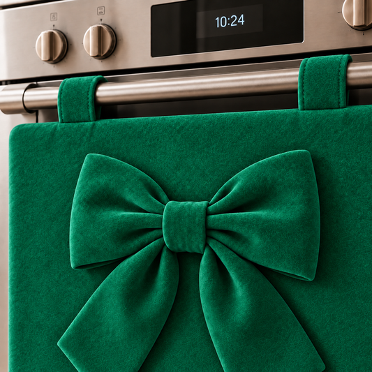 Copriforno Cucina Tinta Unita in Velluto Verde Smeraldo