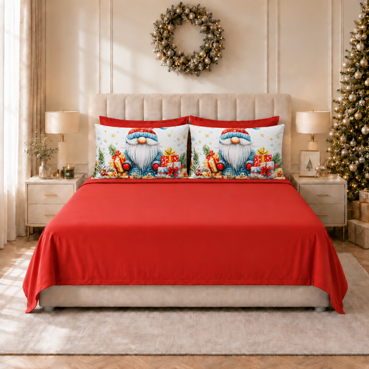 Draps de Noël en Coton, Parure de Lit avec Taies d'Oreiller en Impression Numérique 25 Xmas 14