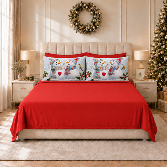 Draps de Noël en Coton, Parure de Lit avec Taies d'Oreiller en Impression Numérique 25 Xmas 7