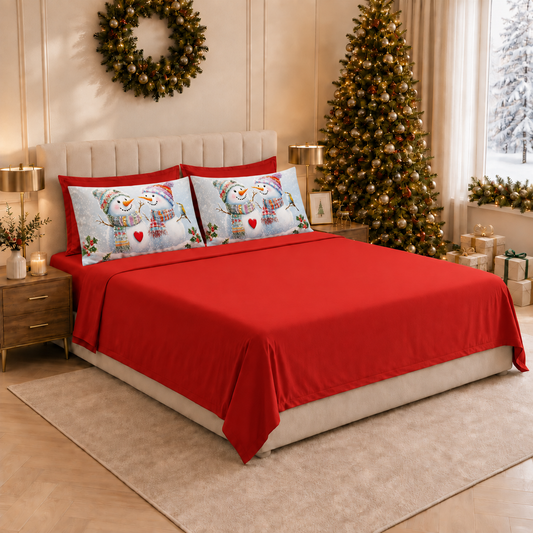 Draps de Noël en Coton, Parure de Lit avec Taies d'Oreiller en Impression Numérique 25 Xmas 7