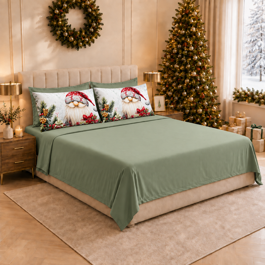 Draps de Noël en Coton, Parure de Lit avec Taies d'Oreiller en Impression Numérique 25 Xmas 13