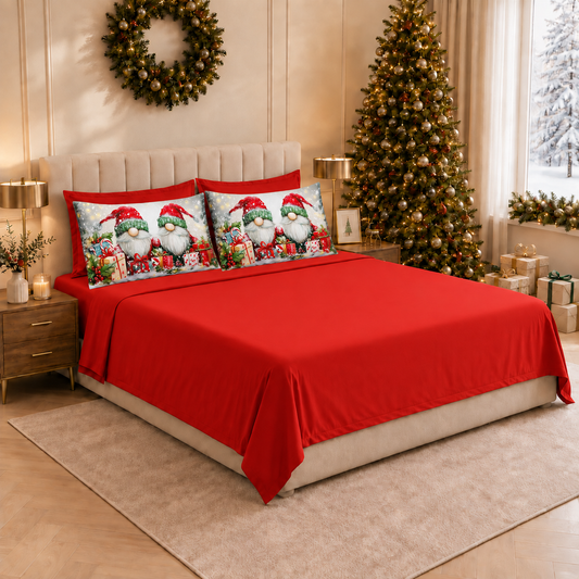 Draps de Noël en Coton, Parure de Lit avec Taies d'Oreiller en Impression Numérique 25 Xmas 11
