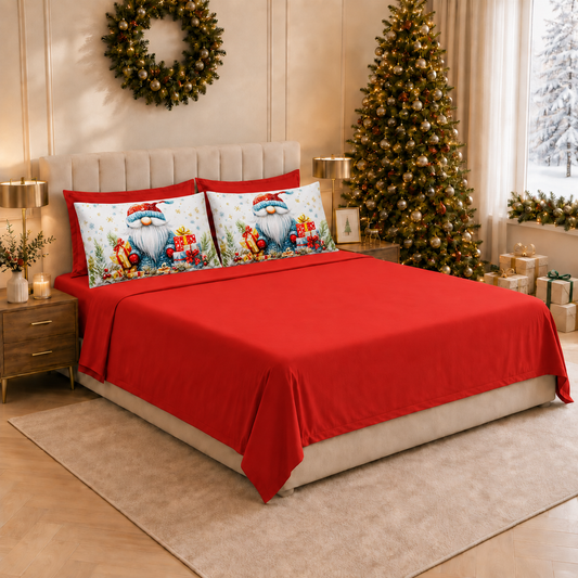 Draps de Noël en Coton, Parure de Lit avec Taies d'Oreiller en Impression Numérique 25 Xmas 14