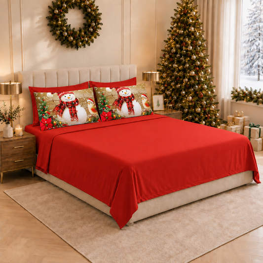 Lenzuola Natalizie in Cotone, Completo Letto con Federe in Stampa Digitale 25 Xmas 10