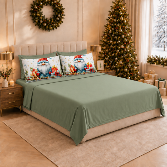 Lenzuola Natalizie in Cotone, Completo Letto con Federe in Stampa Digitale 25 Xmas 14