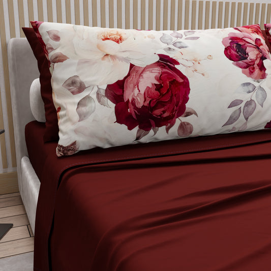 Lenzuola in Cotone, Completo Letto con Federe in Stampa Digitale Floreale 04-171