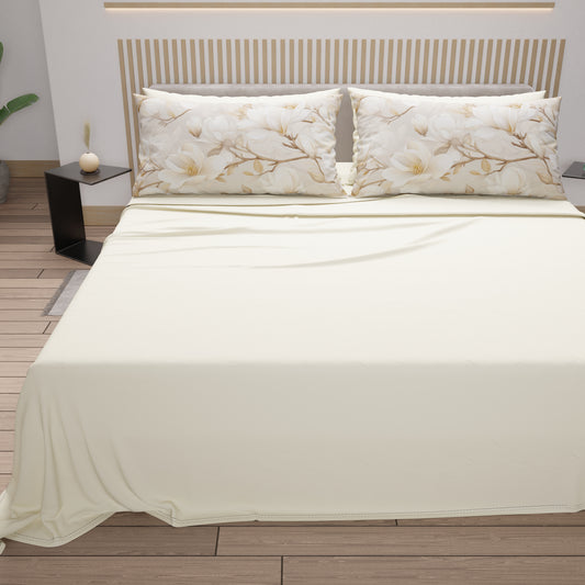 Lenzuola in Cotone, Completo Letto con Federe in Stampa Digitale Floreale 04-175
