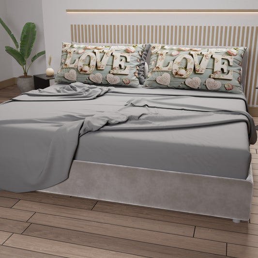 Lenzuola in Cotone, Completo Letto con Federe in Stampa Digitale Shabby 318