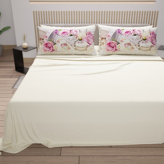 Lenzuola in Cotone, Completo Letto con Federe in Stampa Digitale Shabby 328