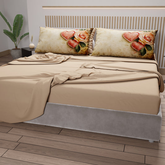 Lenzuola in Cotone, Completo Letto con Federe in Stampa Digitale Shabby 332