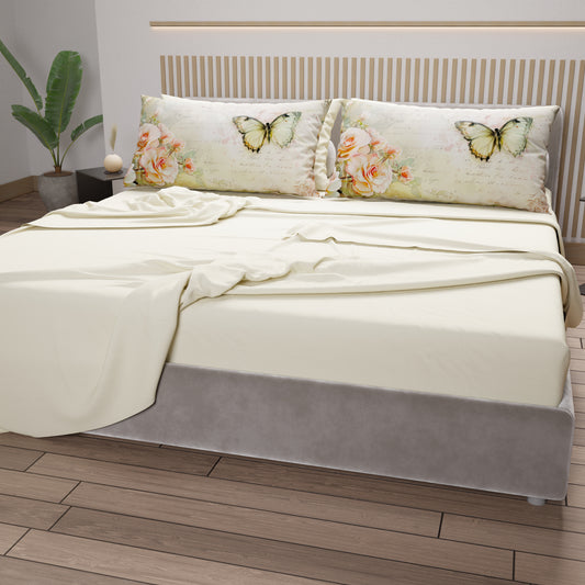 Lenzuola in Cotone, Completo Letto con Federe in Stampa Digitale Shabby 336