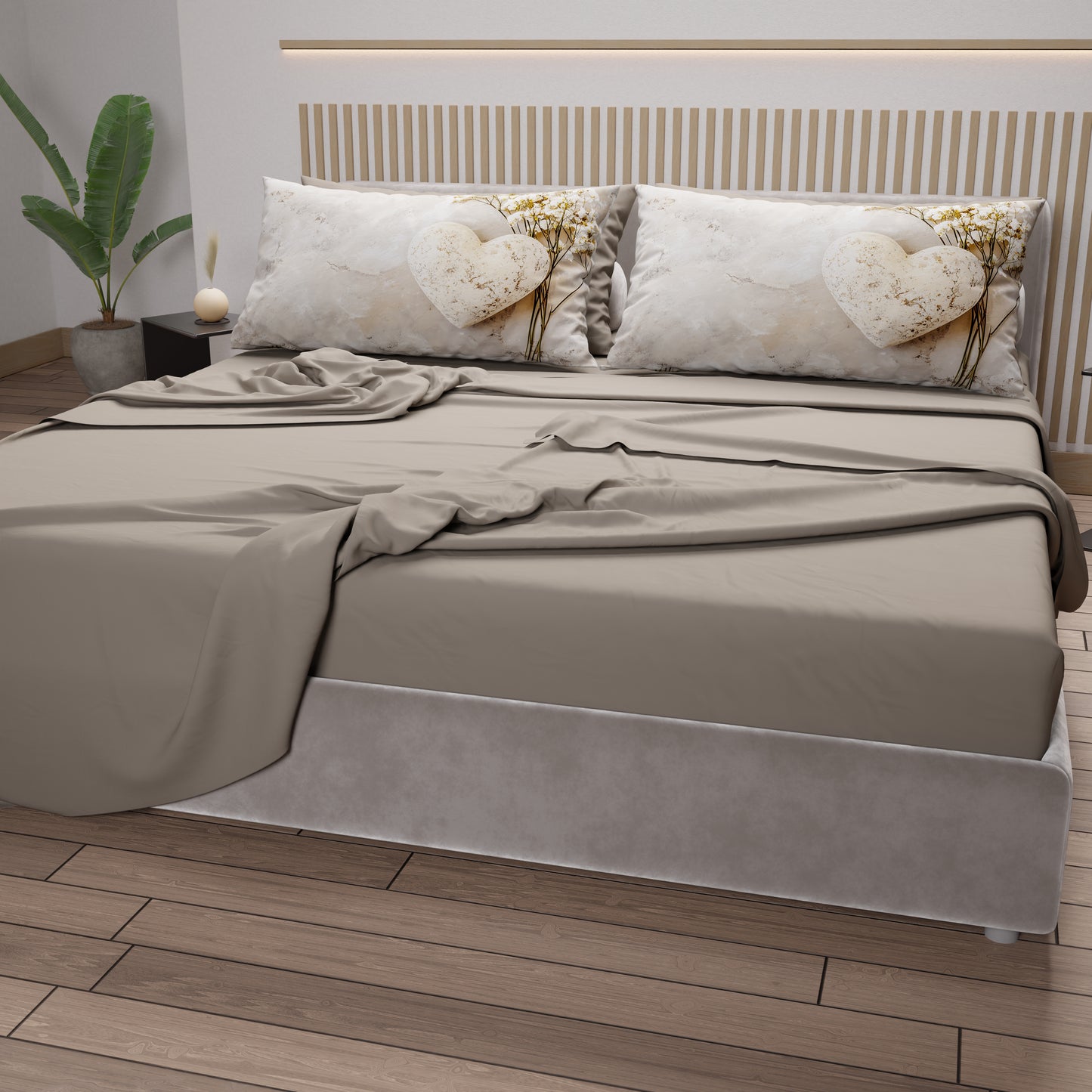 Draps en coton, Parure de lit avec taies d'oreiller en impression digitale Shabby 339
