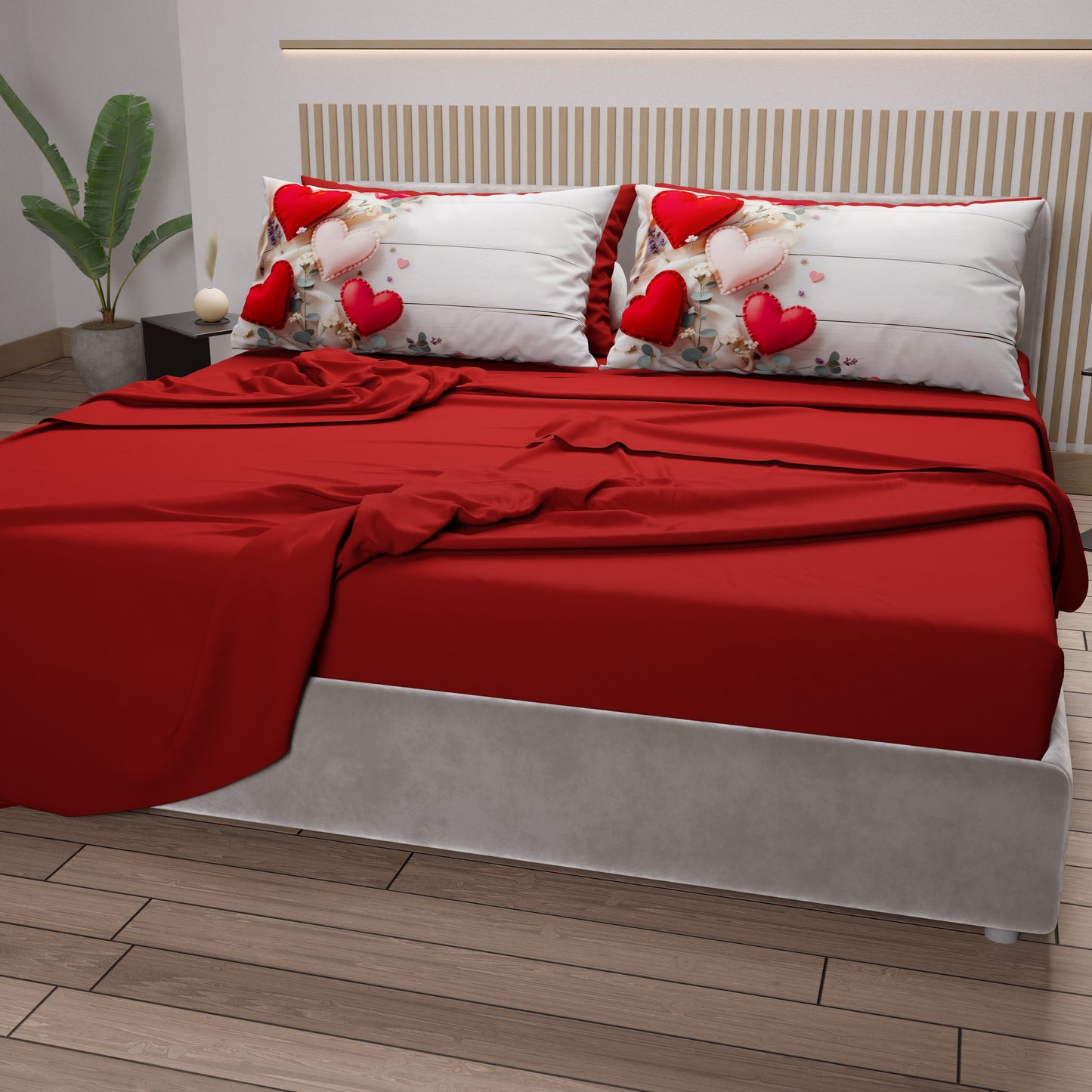 Draps en Coton, Ensemble de Lit avec Taies d'Oreiller en Impression Digitale Shabby 344