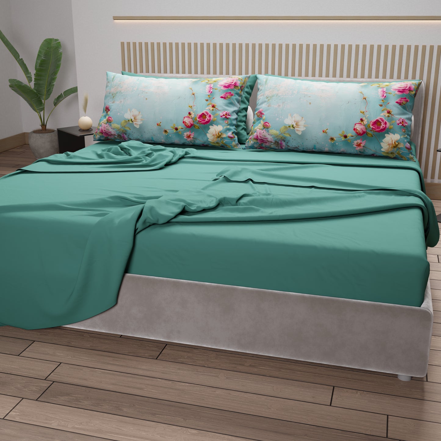 Lenzuola in Cotone, Completo Letto con Federe in Stampa Digitale Shabby 345