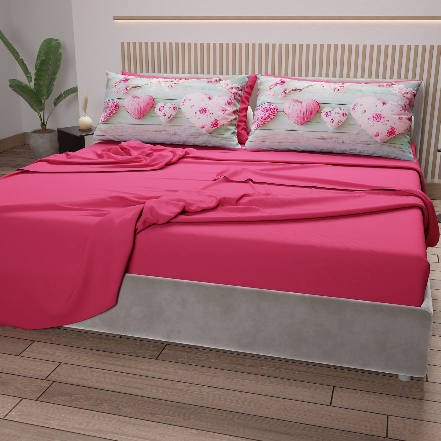 Draps en Coton, Ensemble de Lit avec Taies d'Oreiller en Impression Digitale Shabby 346