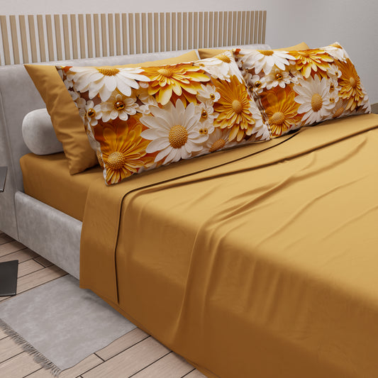 Lenzuola in Cotone, Completo Letto con Federe in Stampa Digitale Floreale 05-2
