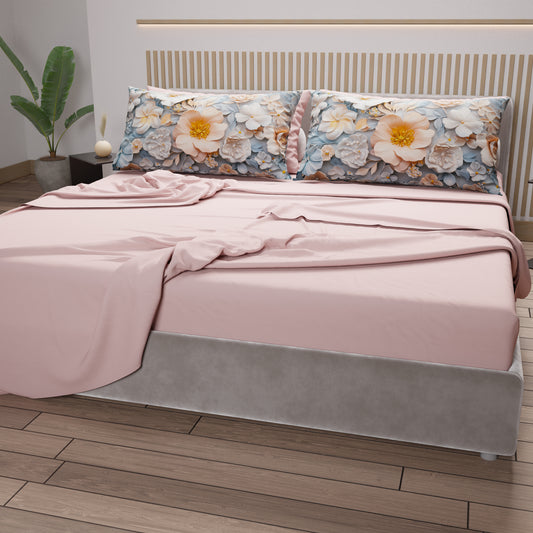 Lenzuola in Cotone, Completo Letto con Federe in Stampa Digitale Floreale 05-20