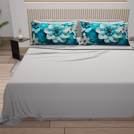 Lenzuola in Cotone, Completo Letto con Federe in Stampa Digitale Floreale 05-21
