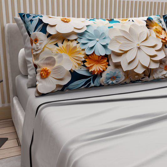 Draps en coton, Parure de lit avec taies d'oreiller en impression numérique florale 05-5