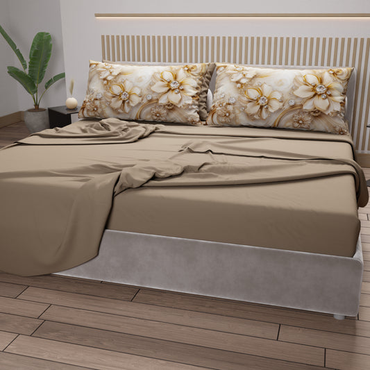 Lenzuola in Cotone, Completo Letto con Federe in Stampa Digitale Floreale 06-13