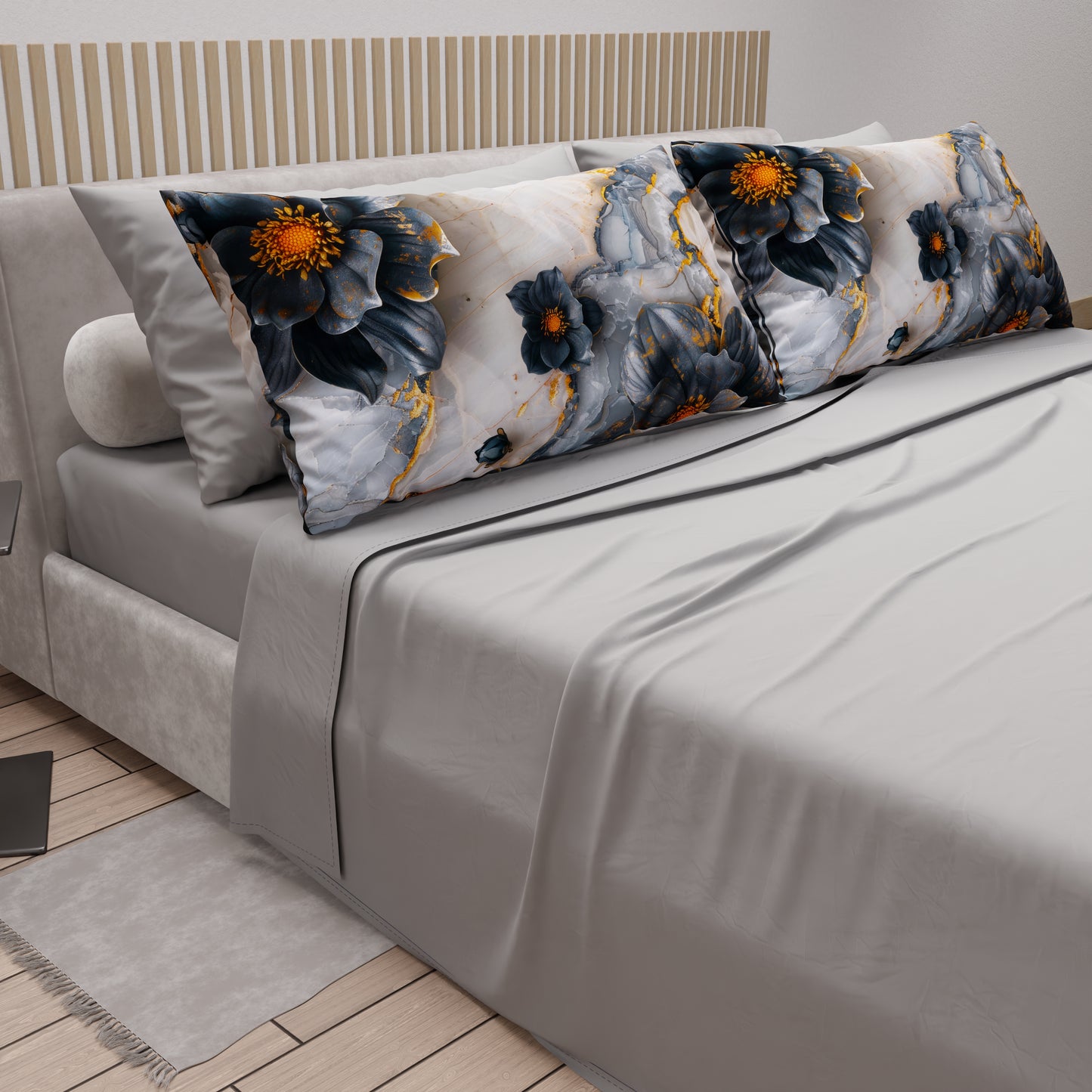 Lenzuola in Cotone, Completo Letto con Federe in Stampa Digitale Floreale 06-18