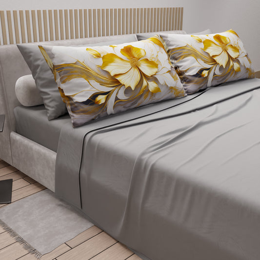 Draps en Coton, Parure de Lit avec Taies d'Oreiller en Impression Digitale Florale 06-20