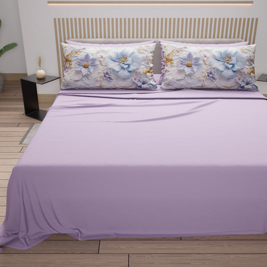 Lenzuola in Cotone, Completo Letto con Federe in Stampa Digitale Floreale 06-4
