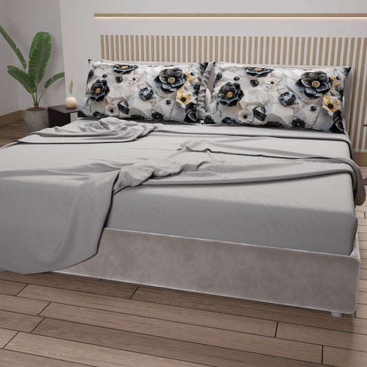 Lenzuola in Cotone, Completo Letto con Federe in Stampa Digitale Floreale 06-7