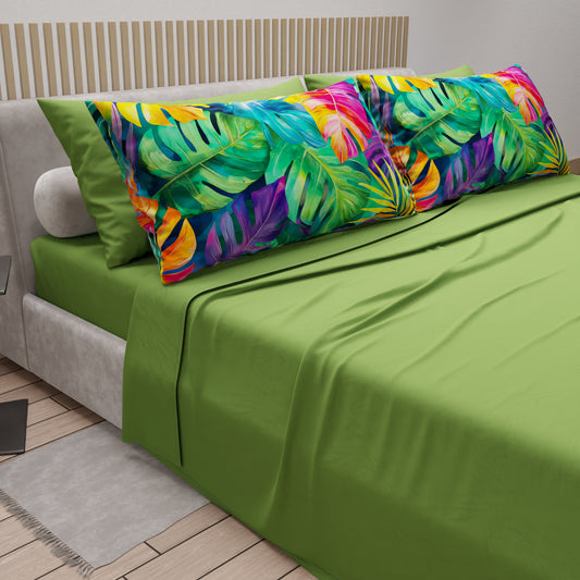 Lenzuola in Cotone, Completo Letto con Federe in Stampa Digitale Tropical 06-2