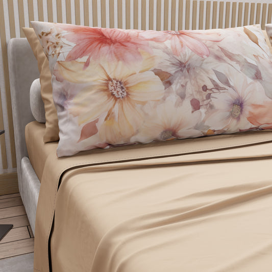 Lenzuola in Cotone, Completo Letto con Federe in Stampa Digitale Floreale F1