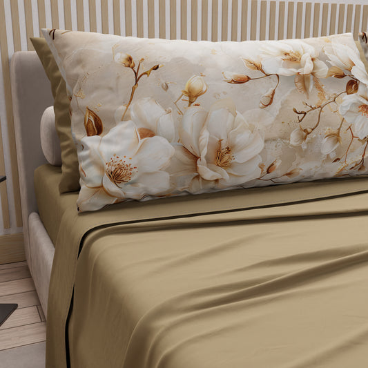 Lenzuola in Cotone, Completo Letto con Federe in Stampa Digitale Floreale F12