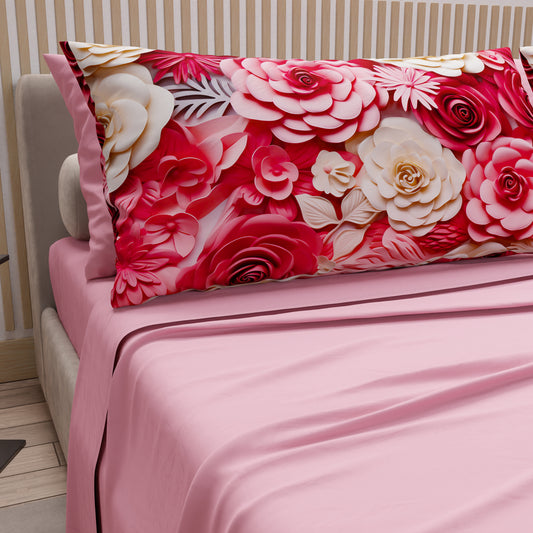 Draps en Coton, Parure de Lit avec Taies d'Oreiller en Impression Numérique Origami