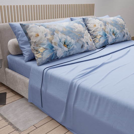 Draps en coton, parure de lit avec taies d'oreiller en impression numérique florale F13