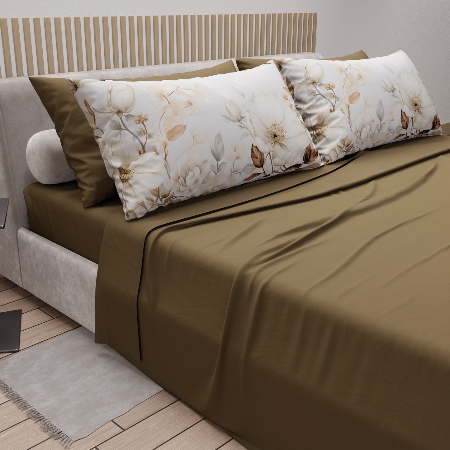 Lenzuola in Cotone, Completo Letto con Federe in Stampa Digitale Floreale F18