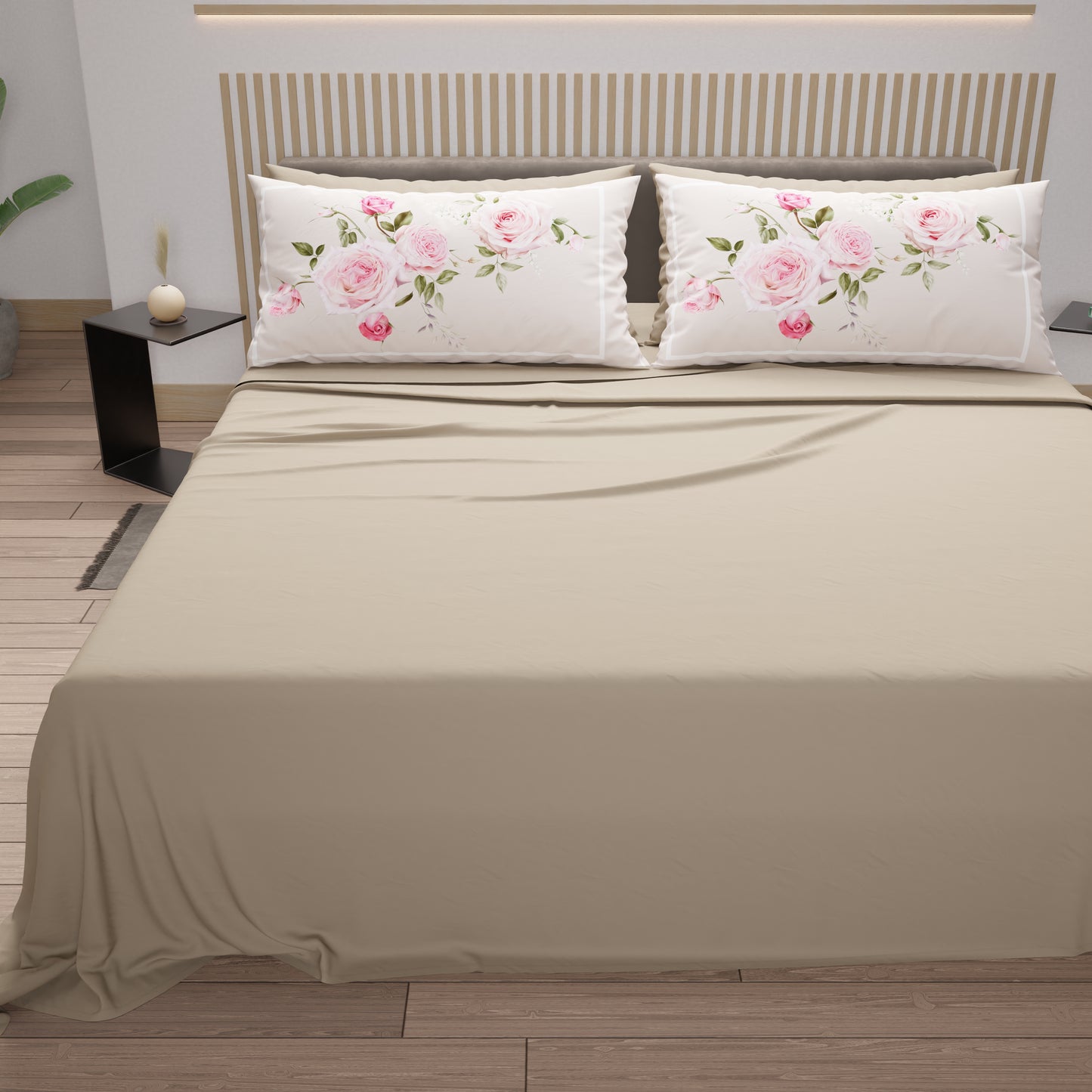 Lenzuola in Cotone, Completo Letto con Federe in Stampa Digitale Floreale 20-06
