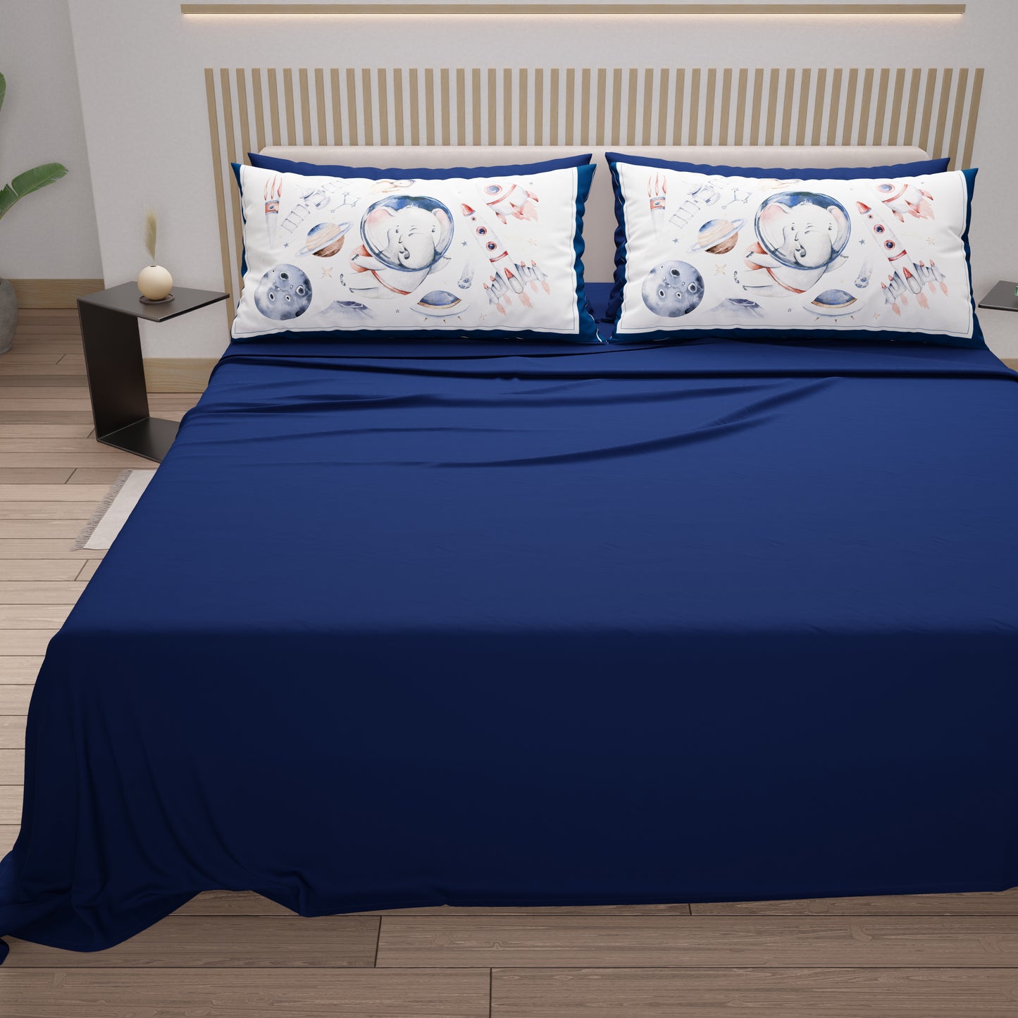 Lenzuola in Cotone, Completo Letto con Federe in Stampa Digitale Baby Spazio