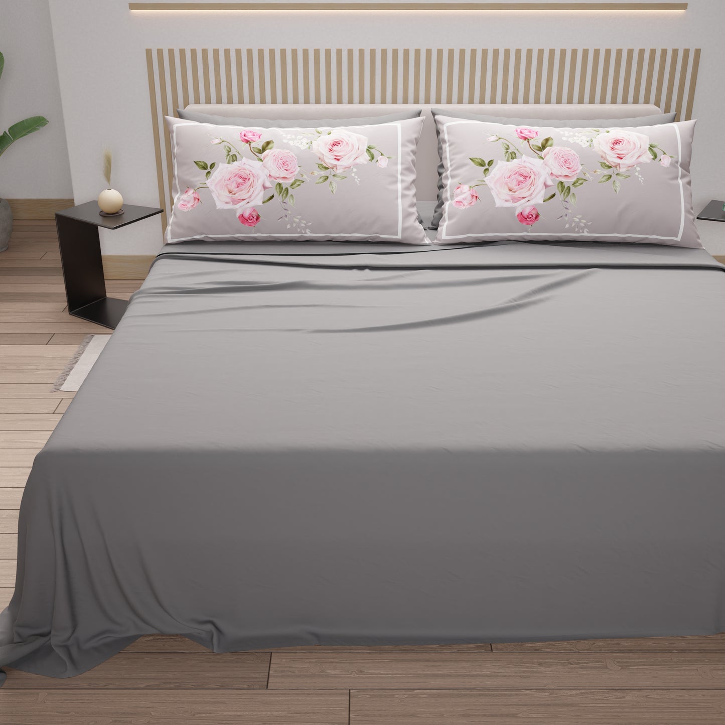 Lenzuola in Cotone, Completo Letto con Federe in Stampa Digitale Floreale 20-07