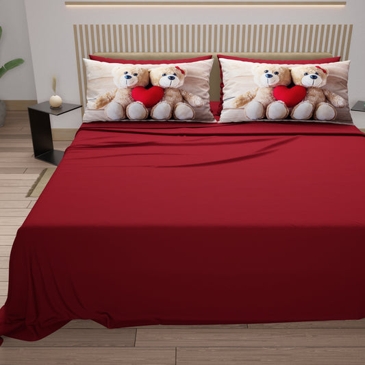 Draps en Coton, Parure de Lit avec Taies d'Oreiller en Impression Numérique Douceur