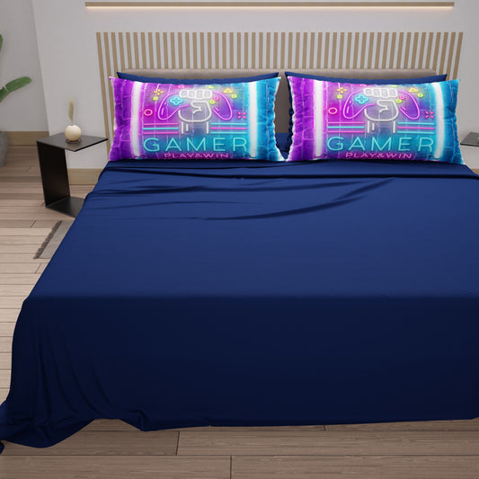 Lenzuola in Cotone, Completo Letto con Federe in Stampa Digitale Gamer