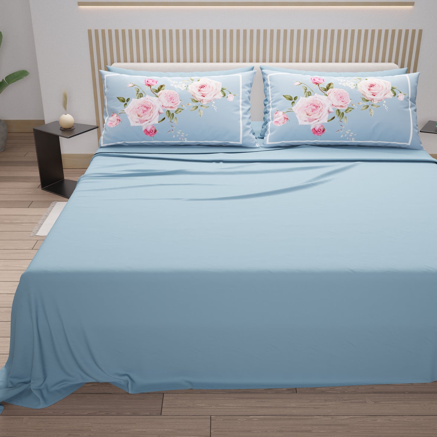 Lenzuola in Cotone, Completo Letto con Federe in Stampa Digitale Floreale 20-04