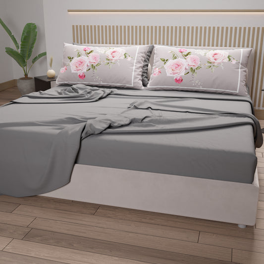 Lenzuola in Cotone, Completo Letto con Federe in Stampa Digitale Floreale 20-07