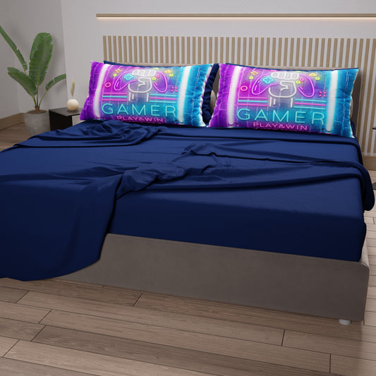 Lenzuola in Cotone, Completo Letto con Federe in Stampa Digitale Gamer