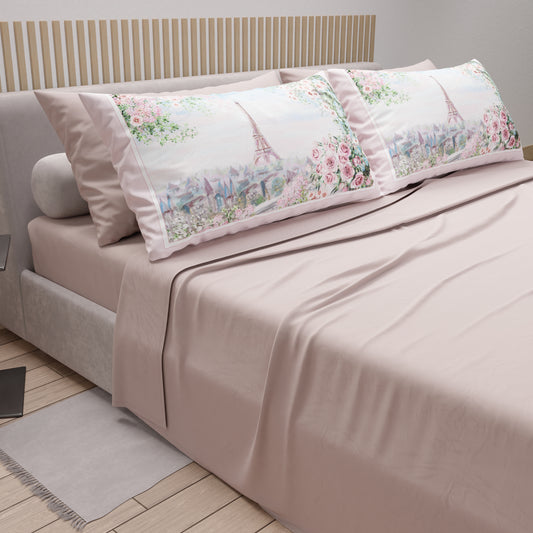 Draps en Coton, Parure de Lit avec Taies d'Oreiller en Impression Numérique Ville 01