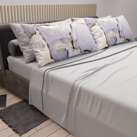 Lenzuola in Cotone, Completo Letto con Federe in Stampa Digitale Marble 04 Grigio Scuro