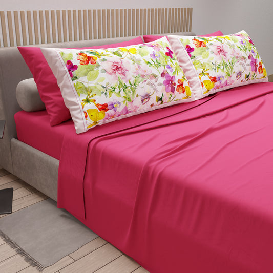 Draps en Coton, Parure de Lit avec Taies d'Oreiller en Impression Numérique Papillons