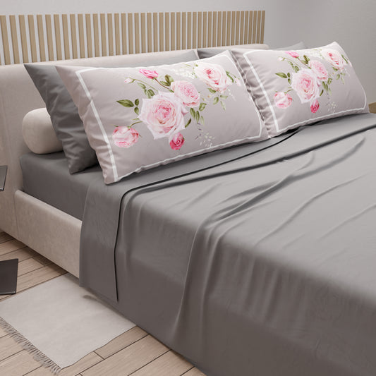 Lenzuola in Cotone, Completo Letto con Federe in Stampa Digitale Floreale 20-07