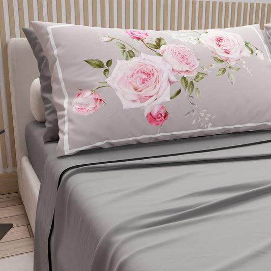 Lenzuola in Cotone, Completo Letto con Federe in Stampa Digitale Floreale 20-07