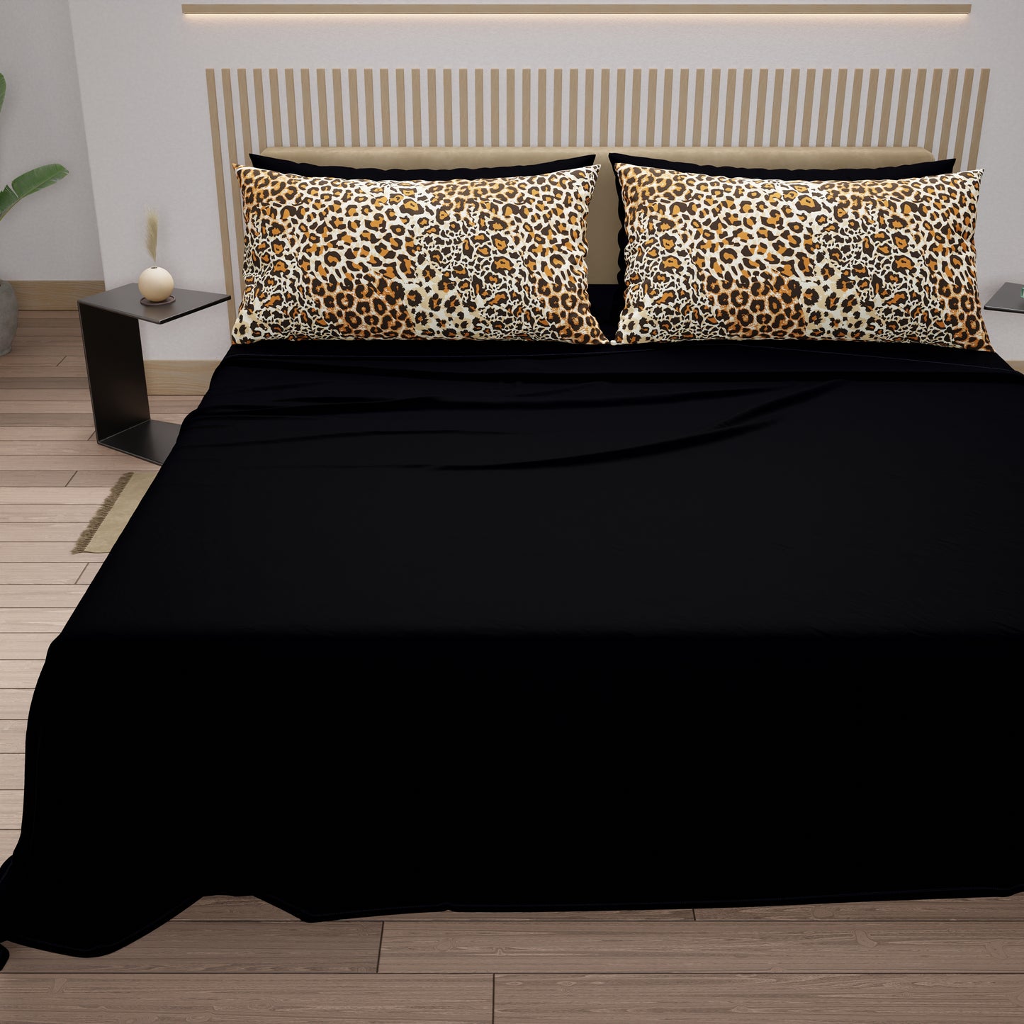 Lenzuola in Cotone, Completo Letto con Federe in Stampa Digitale Animalier Maculato